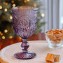 Set Of Four Purple Embossed Wine Goblets, thumbnail 4 of 6
