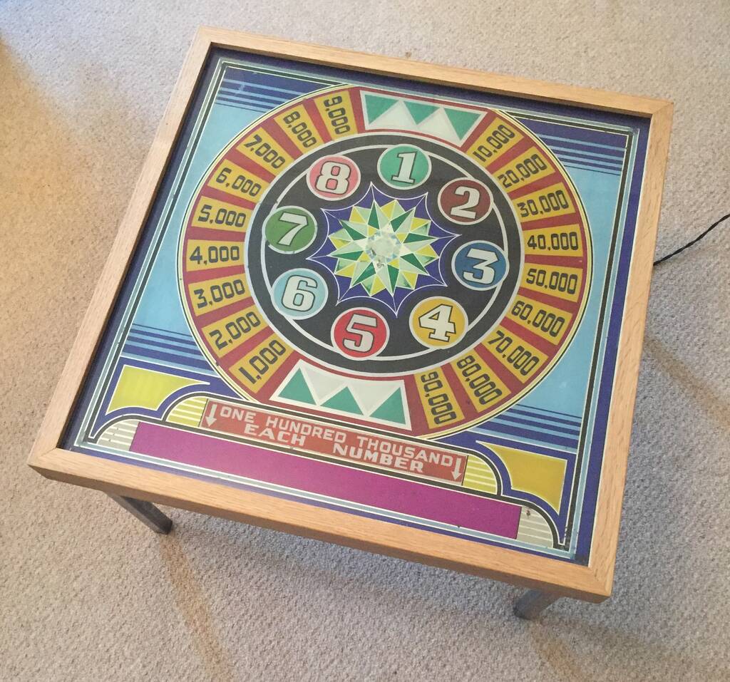 Illuminated One > Eight Pinball Back Glass Coffee Table By Tilt