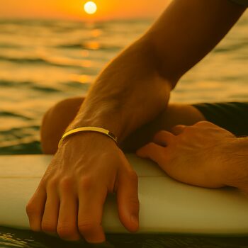 Men’s Personalised Gold Plated Titanium Cuff Bangle, 6 of 9