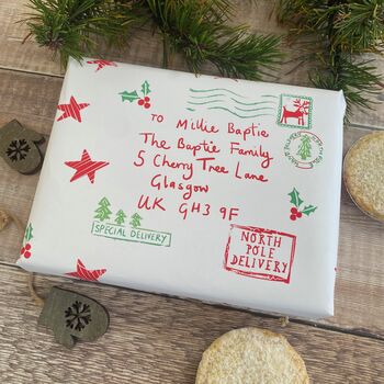 North Pole Special Delivery Name And Address Personalised Wrapping Paper, 8 of 10