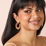 Oversized Hammered Flat Hoop Earrings In Gold, thumbnail 3 of 4