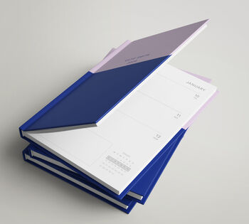 Personalised Purple Colour Block 2026 Week To View Diary, 2 of 2