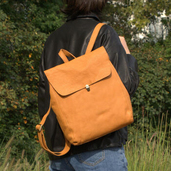 Minimalist Genuine Slim Leather Backpack, 3 of 10