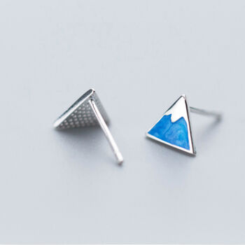 Sterling Silver Blue Mountain Stud Earrings, 2 of 4