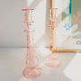 70s Style Green Pink Tablescape Glass Candle Holder, thumbnail 3 of 8