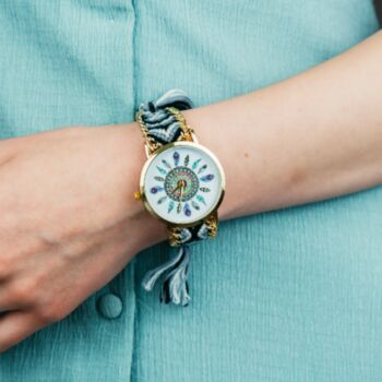 Boho Blue Mandala Bracelet Wrist Watch For Women, 3 of 5