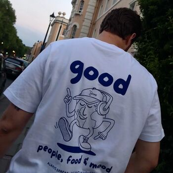 'Good People, Food And Mood' White Organic Cotton T Shirt, 2 of 5