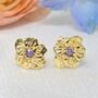 Amethyst February Violet Gold Plated Stud Earrings, thumbnail 1 of 5