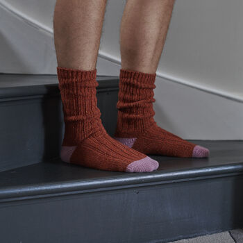 Recycled Silk And Lambswool Blend Cosy Ribbed Socks, 2 of 12