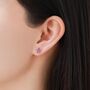 Sterling Silver Purple Amethyst Cz Flower Flat Back Earrings, thumbnail 4 of 8