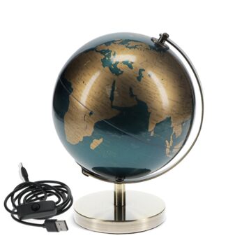 Blue And Gold Usb World Globe Light, 2 of 4