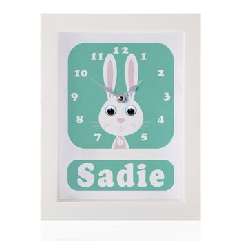 Personalised Children's Rabbit Clock, 8 of 10