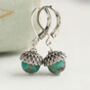 Turquoise Silver Acorn Earrings, thumbnail 2 of 7