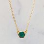Green Onyx Tiny Hexagon Necklace 18ct Gold Plated, thumbnail 3 of 6