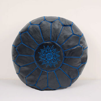 Moroccan Coloured Leather Pouffe, 11 of 12