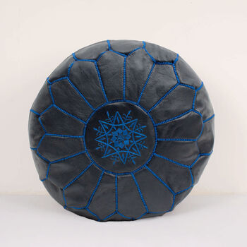 Moroccan Coloured Leather Pouffe, 10 of 12