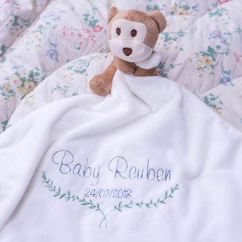 Personalised Monkey Baby Comforter Blanket Toy, 3 of 5