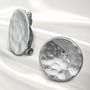Clip On Round Textured Sterling Silver Earrings, thumbnail 2 of 4