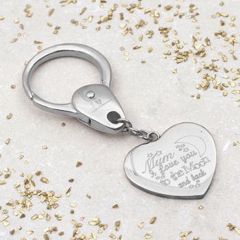 Personalised Moon And Back Love Heart Keyring, 2 of 7