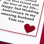 Personalised 2nd Wedding Anniversary Card, thumbnail 5 of 5