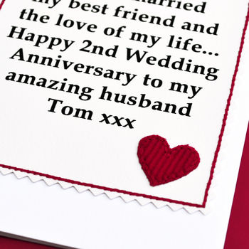 Personalised 2nd Wedding Anniversary Card, 5 of 5
