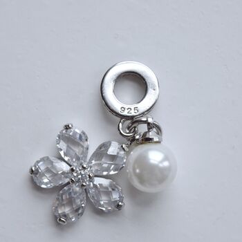 Sterling Silver Flower And Pearl Charm 925 Elegant Jewellery Gift, 2 of 7