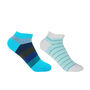 Block Stripe Aqua And Dash Mint Women's Trainer Socks, thumbnail 1 of 9
