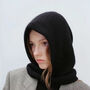 Rib Knit Fine Angora Wool Hooded Hat Snood With Pull Strings, thumbnail 6 of 10