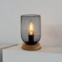 Metal Cage Wooden Base Desk Table Lamp, thumbnail 1 of 6