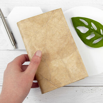 Vegan Teak Leaf Leather A6 Refillable Notebook, 2 of 12