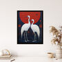 Celestial Cranes Red Blue Heron Birds Wall Art Print, thumbnail 4 of 6