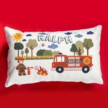 Personalised Fire Fighter Illustration Bedroom Cushion, 5 of 6