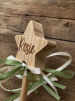 Personalised Chunky Wooden Wand With Ribbon, 4 of 5