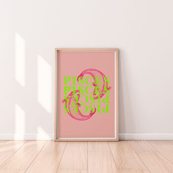 Pisces Zodiac Typography Print, 6 of 6