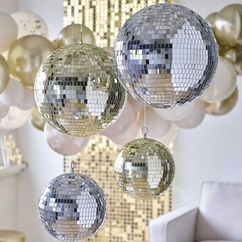 Silver Disco Mirrorball Hanging Decoration Large, 3 of 3