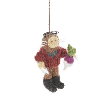 Handmade Felt Arthur The Mole Hanging Decoration, 2 of 3