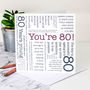 Funny 80th Birthday Card, You're 80 Quotes, thumbnail 1 of 3