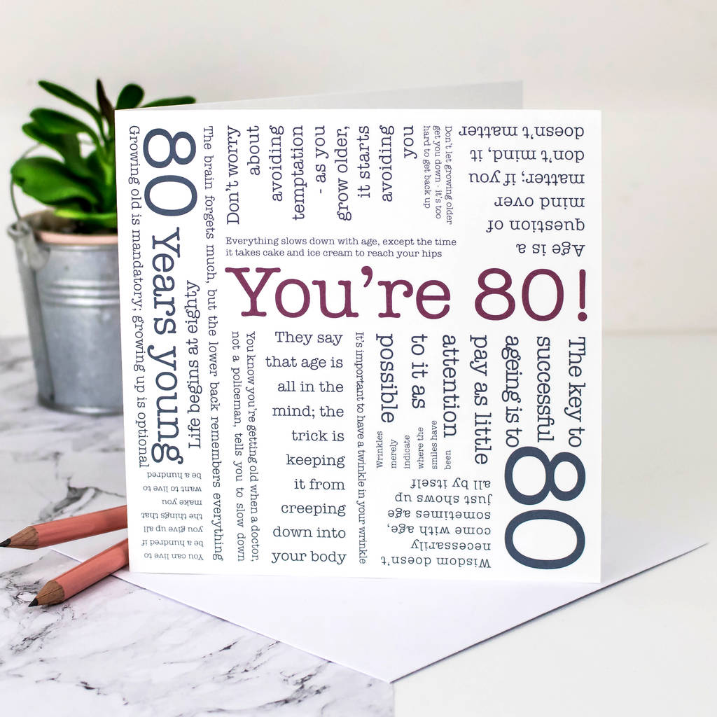 Funny 80th Birthday Card, You're 80 Quotes, 1 of 3