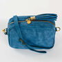 Personalised Blue Suede Cross Body Bag, thumbnail 4 of 7