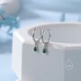 Tiny Dotted Droplet Emerald Green Cz Hoop Earrings, thumbnail 8 of 11