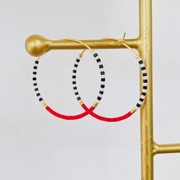 Large Hoop Sterling Silver / Gold Plated Bead Earrings, 4 of 12