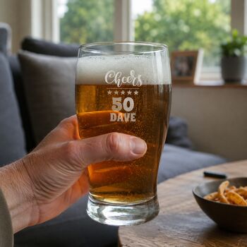 Personalised 50th Birthday Gift Pint Glass, 3 of 12