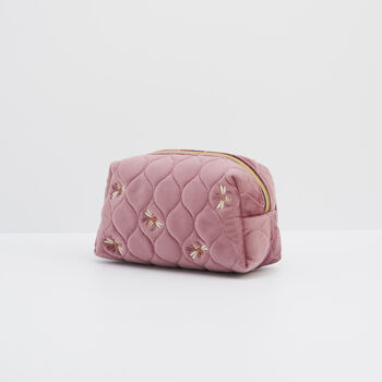 Embroidered Bee Cosmetic Pouch In Rose Pink, 5 of 7