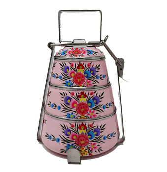 Hand Painted Tiffin Lunch Box Vintage Floral, 7 of 7