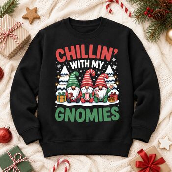 Kids Chillin’ With My Gnomies Christmas Jumper, 2 of 7