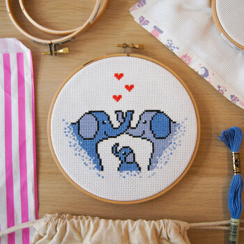 Elephant Family Cross Stitch Kit, 2 of 6