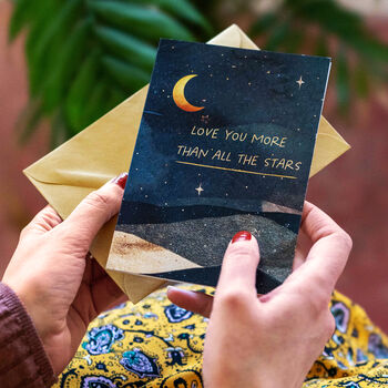 Love You More Stars Celestial Greeting Card, 2 of 3