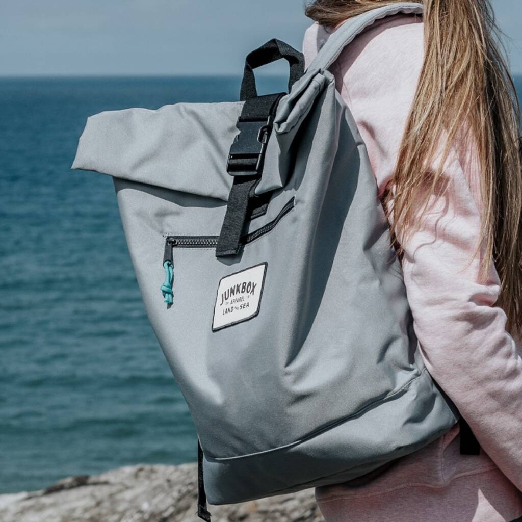 The Adventurer' Recycled Roll Top Backpack By Junkbox Apparel