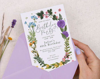 Personalised A6 Floral Birthday Party Invitation, 2 of 3