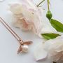 Rose Gold Pearl Bee Pendant, thumbnail 3 of 6